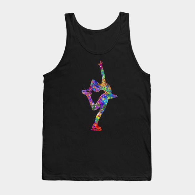 Ice skater girl watercolor art Tank Top by Yahya Art